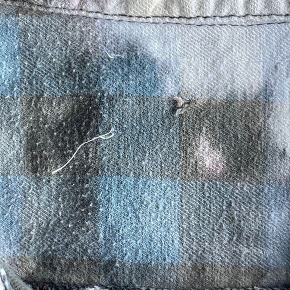 Folktown Shirt Mens Large Button Up Flannel Tie Dye Plaid Marine Bulldog Grunge - Picture 6 of 12